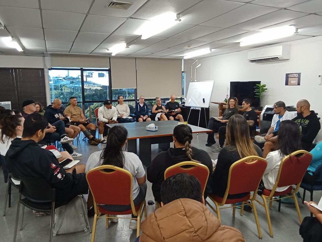 Forge members gathered in a circle for Bible study and reflection.